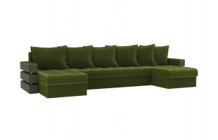П-образный диван Венеция Микровельвет Зеленый