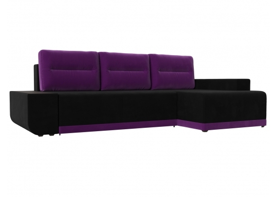 Угловой диван Чикаго Микровельвет черный\фиолетовый