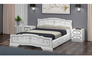 Кровать Карина-6 белый жемчуг с 2 выдвижными ящиками 1800