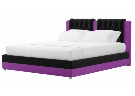 Кровать Камилла Микровельвет черный\фиолетовый