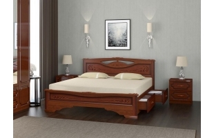Кровать Елена-3 орех с 2 выдвижными ящиками 1400