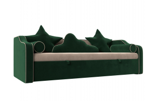Детский диван-кровать Рико Велюр Бежевый\Зеленый