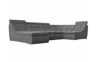 П-образный модульный диван Холидей Люкс Рогожка Серый