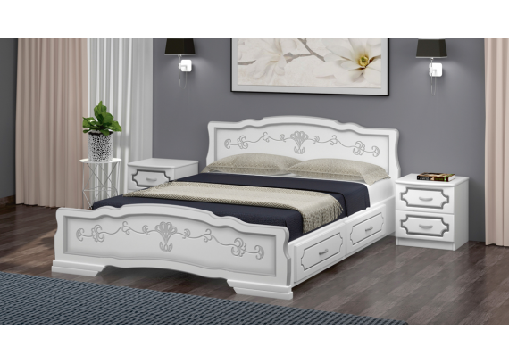 Кровать Карина-6 белый жемчуг с 2 выдвижными ящиками 900