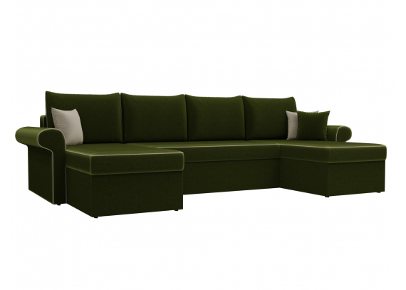 П-образный диван Милфорд Микровельвет Зеленый
