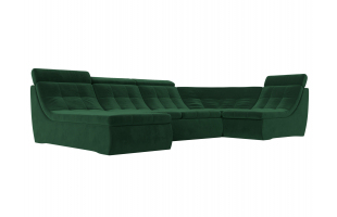 П-образный модульный диван Холидей Люкс Велюр Зеленый