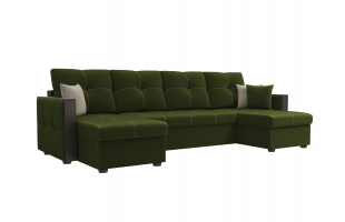 П-образный диван Валенсия Микровельвет Зеленый