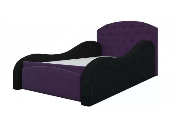 Кровать детская Майя 0,7м микровельвет фиолетовый/черный