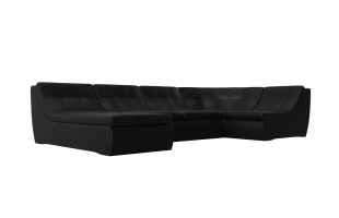 П-образный модульный диван Холидей Экокожа Черный