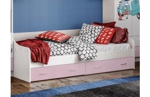 Кровать детская Вега Fashion-1 0,9м белый/розовый с ящиками