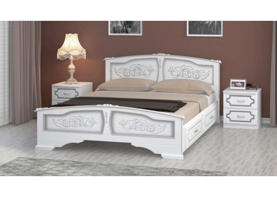 Кровать Елена белый жемчуг с 2 выдвижными ящиками 1400