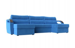 П-образный диван Форсайт Велюр Голубой