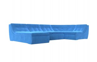 П-образный модульный диван Холидей Велюр Голубой
